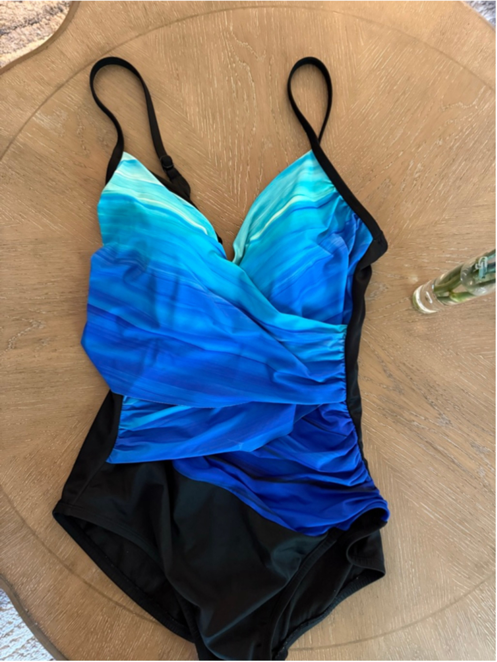 Women's Embrace Your Curves by Miracle Brands L Black Blue One Piece - Picture 2 of 4